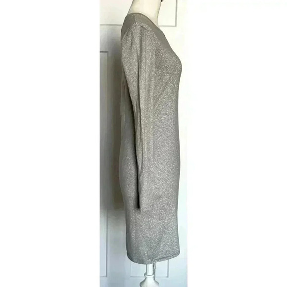Abercrombie Sparkly Asymmetrical Ruched Mini Sweater Dress Grey Sparkle S/P - Picture 6 of 14